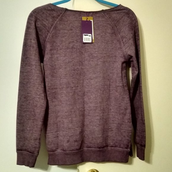 NWT ~ ZOBHA Sweatshirt Burnout Fleece Statement Wine Novelty Tunic (Size: S) - Picture 2 of 2